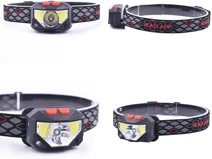 Headlamp Rechargeable, Super Bright Motion Sensor LED Head Lamp Flashlight, 8 Modes for Camping & Hiking Gear Essentials, IP65 Waterproof Headlight, Red Light for Emergency Safety, USB Cable Included