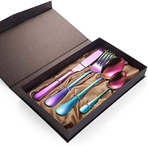 Premium 16-Piece Stainless Steel Flatware Set, Service for 4, Black Handle Cutlery Set with Knife, Fork, Spoon - Durable 304 Silverware for Everyday Use