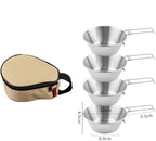 JSEIAJB Outdoor Atainless Steel Snow Bowl Camping Tableware Set Portable Foldable Picnic Barbecue Bowl 4 sets Outdoor Tableware