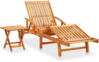 Patio Sun Lounger with Table and Cushion Solid Acacia Woodrecliner Patio Tanning Chair Camping chairsSuitable for Garden Courtyard