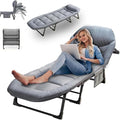 6 Angle Adjustable Folding Cot Bed Chaise Lounge Chair Heavy Duty Portable with Mattress and Pillow for Camping Office Nap Patio Indoor Home Comfortable Lay Flat Reclining Foldable(70IN)