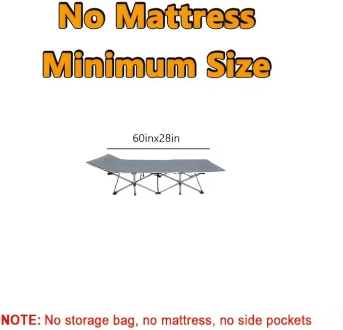 Adult Folding Camping Bed, Double-Layer Oxford Portable Folding Outdoor Camping with a Portable Bag, Suitable for Napping, Beach Trips. Pilates Bed (Gray-mattressed)