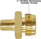 Hooshing Propane Gas Fitting 1/4" Male NPT x 1"-20 Male Throwaway Cylinder Thread for RV Camping Grill Lantern and Heater