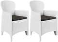 Patio Chairs ,Dining Chairs,Camping Chair,Study Chair,Coffee Chair,Beach Chair,Garden Chairs,Patio Funiture,for Deck, poolside,Camping,Beach,Campsite,2 pcs with Cushion White Plastic Rattan Look