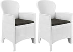 Patio Chairs ,Dining Chairs,Camping Chair,Study Chair,Coffee Chair,Beach Chair,Garden Chairs,Patio Funiture,for Deck, poolside,Camping,Beach,Campsite,2 pcs with Cushion White Plastic Rattan Look