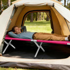 Portable Folding Camping Cot, Heavy Duty Sleeping Bed with Carrying Bag, 610D Oxford Cloth & Lightweight Aluminum Frame, 275lbs Load, Outdoor Cot for Adults, Travel, Hiking, Office (Pink, 1 Pack)