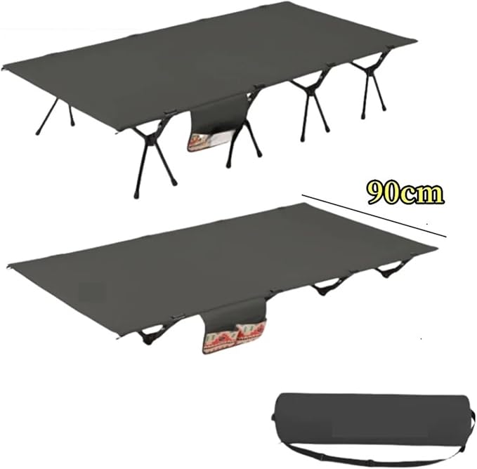 Folding Camping Cot Camping Bed Aluminum Alloy Folding Ultra-Light Lightweight Outdoor Camping Tent Break 4/3pcs Rods(90 cm Balck B)