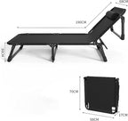 Oxford Cloth Camping Cot, Durable Steel Frame Folding Cot, Portable Folding Bed with Pillow, 4-Position Folding Chaise Lounge Chair