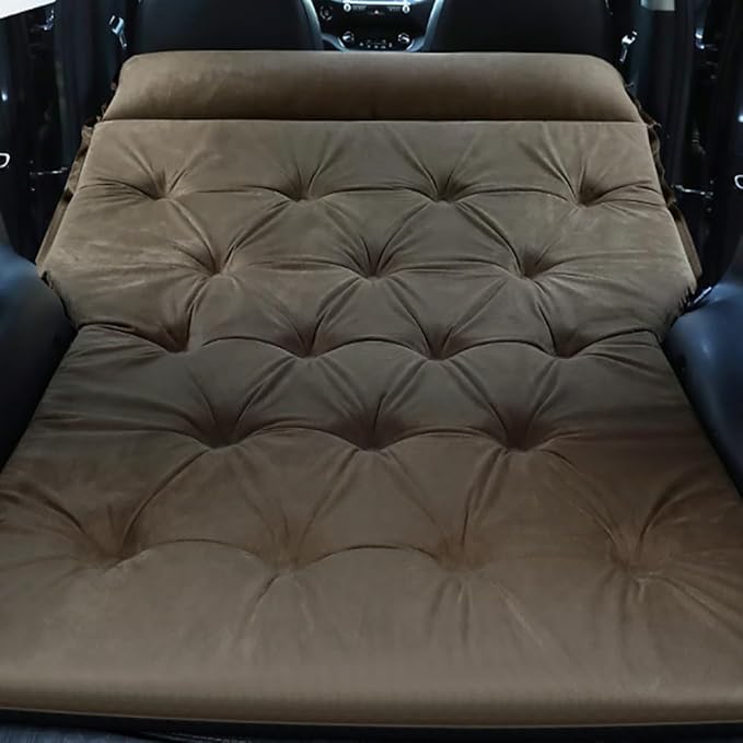 Self-Inflating Car Air Mattress for Toyota 4Runner 2010-2025 SUV 5-Seater, 5cm Thick Portable Foldable Double/Single Bed for Camping Travel,Suede Fabric Khaki