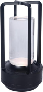 CLT Cordless Luxury Rechargeable Metal LED Lantern, Table Lamp Portable Light with 3 Color Temperature Stepless Dimming Indoor Outdoor Use for Bedroom, Restaurant, Bar, Coffee Shop, Camping (Black)