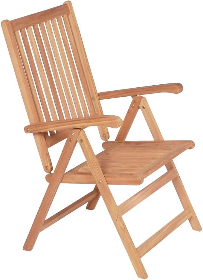 Reclining Patio Chairs 4 pcs,Bistro Table and Chairs Outdoor,Portable Camping Chair,Lawn Chair,Garden Chair,7 Reclining Positions,for Yard, Balcony, Porch, Solid Teak Wood