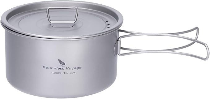 Boundless Voyage Camping Cookware Lightweight Cooking Pot Set Titanium Pot Portable for Outdoor Cooking Traveling Hiking Trekking Backpacking, 1-5 Person