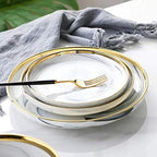 GaRcan Dinner Plate Marble Ceramic Plates Gold Inlay Steak Plate Nordic Style Tableware Bowl Dessert Dinner Dish for Kitchen Dinnerware Set