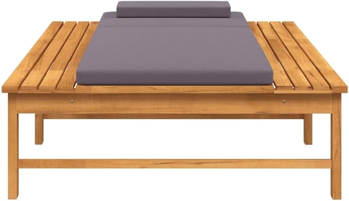 Sun Lounger with Dark Gray Cushion and Pillow Solid Wood Acaciatanning Chair Camping Chairs Patio Chairs Recliner chairSuitable for Gardens, courtyards