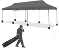 EROMMY 10x30 Pop Up Canopy Tent, Commercial Instant Canopy Heavy Duty with Roller Bag, 8 Sand Bags, 8 Wind Ropes & Ground Nails, Outdoor Canopies for Events, Parties and Camping, Gray