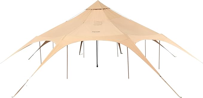 VEVOR Canvas Tent Bell, Yurt 4 Seasons for Camping with Stove Jack, Breathable Holds up to 4 People, Family Camping Outdoor Hunting Party
