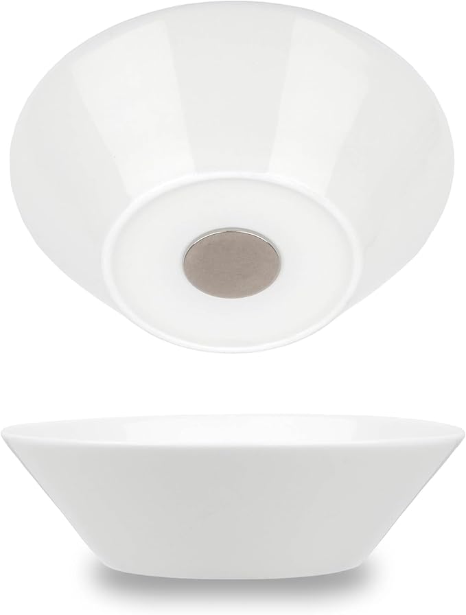 silwy® Non-Slip Magnetic Porcelain Bowls (Set of 2) - Ideal for Camping, Caravaning, and Boating - Stackable Without Rattling