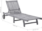 Camp Chairs Lawn Chairs recliningPatio Sun Lounger with Cushion Gray Solid Wood AcaciaSuitable for Gardens, courtyards, and patios