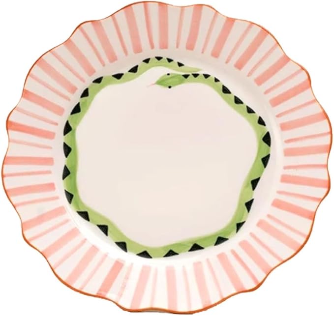 Camping Plates Hand-painted Contrasting Color Ceramic Dinner Plate, Home Dining, Tableware, New Year Gift Decorative Plate
