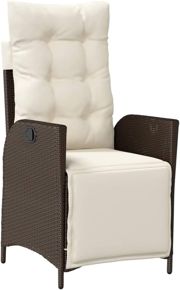 Reclining Patio Chairs 2 pcs with Footrest Brown Poly Rattan Porch Chairs Camping Chairs Patio Chairs Living Room Chairs for Dining Patio Bedroom Outdoor