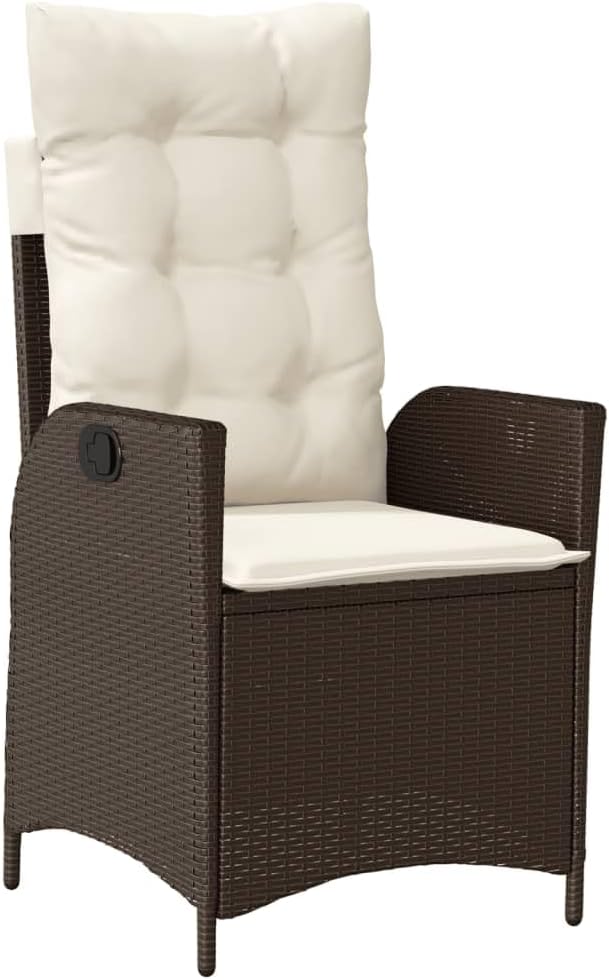 Reclining Patio Chair with Cushions Brown Poly Rattan Porch Chairs Camping Chairs Patio Chairs Living Room Chairs for Dining Patio Bedroom Outdoor