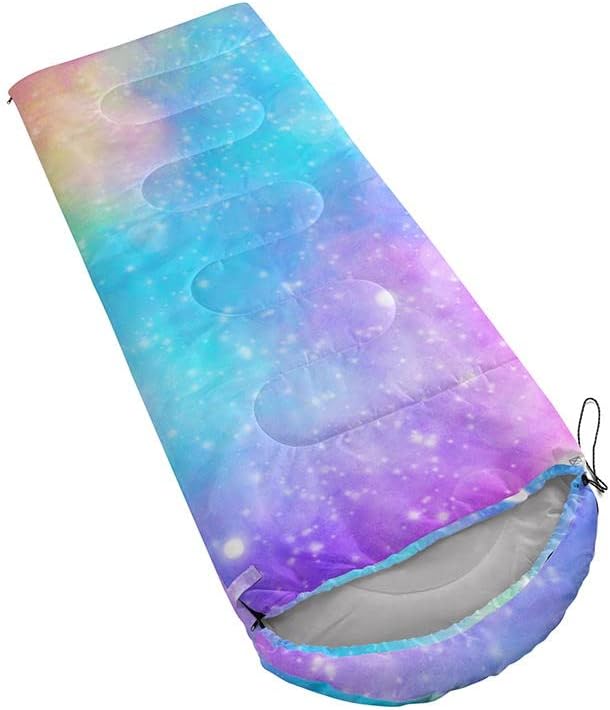 Datura home Kids Sleeping Bag for Girls,Galaxy Glitter Star -Lightweight Warm Outdoor Indoor-Waterproof Cold Weather Resistant Sleeping Bag for Camping Hiking(Galaxy 32"*90")