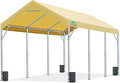 ADVANCE OUTDOOR 12x20 ft Heavy Duty Carport Potable Car Canopy Garage Party Tent Boat Shelter, Adjustable Height from 9.5 ft to 11 ft, Beige