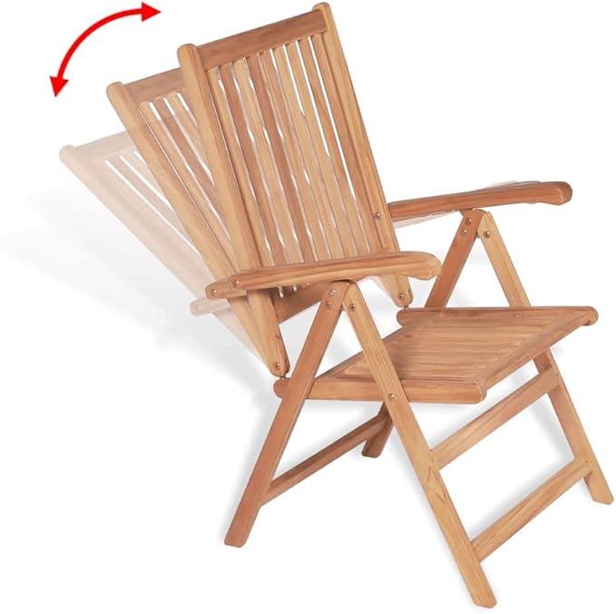 Reclining Patio Chairs 2 pcs,Bistro Table and Chairs Outdoor,Portable Camping Chair,Lawn Chair,Garden Chair,7 Reclining Positions,for Yard, Balcony, Porch, Solid Teak Wood