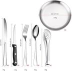 Stainless Steel Fork Spoon Portable Outdoor Camping Barbecue Plate Tableware Set of 10 Pieces