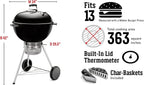 Weber Master-Touch Charcoal Grill, 22-Inch, Spring Green – Premium Outdoor BBQ Grill with Tuck-Away Lid Holder & One‑Touch™ Cleaning System, Porcelain‑Enameled Kettle