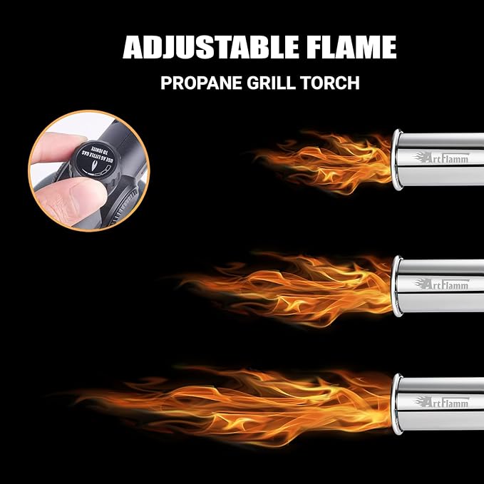 Propane Torch Gun-Powerful Grill Torch Gun, Kitchen Torch Gun with Adjustable Flame, Flamethrower, High Power Cooking Torch for BBQ, Baking, Campfire, Welding (Propane Tank Not Included)