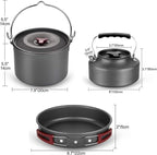 Camping Cookware 20PCS Kit Camping Tableware Set 4 Person Outdoor Cooking Supplies with Bowl Pans Fold Fork for Outdoor Hiking Picnic
