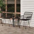 Patio Chairs 2 pcs with Armrest Black ,Coffee Chair,Study Chair,Armchair,Garden Chairs,Outdoor Chairs,Camping Chair,Beach Chair,for Deck, poolside,Camping,Beach,Campsite,22"x25.2"x31.5" PE Rattan