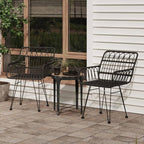 Patio Chairs 2 pcs with Armrest Black ,Coffee Chair,Study Chair,Armchair,Garden Chairs,Outdoor Chairs,Camping Chair,Beach Chair,for Deck, poolside,Camping,Beach,Campsite,22"x25.2"x31.5" PE Rattan