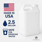 kitchentoolz 2.5 Gallon Water Jug – Heavy-Duty HDPE Carboy for Automotive Used Oil & Liquid Storage – 10 Quart Mixing Container with Secure Lid – Made in USA - White 8 Pack