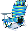 1PC Portable Beach Chair for Adults, 5 Position Backpack Folding Camping Chairs for Outdoor, Beach Chairs with Backpack Straps, Striped