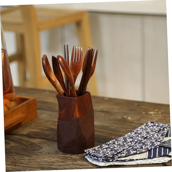 Dinner Forks 3 Pcs Wood Dinner Knife Fork Spoon Wooden Spoons Flatware Set Japanese Cutlery Kit Home Portable Tableware Set