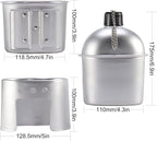 Military Canteen with Cup Stove and Molle Pouch Military Surplus Army Canteen for Outdoor Camping Hiking Surviving Backpacking