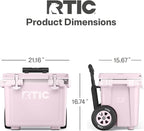 RTIC 22 QT Ultra-Light Wheeled Cooler with Handle, Hard Insulated Portable Ice Chest Box for Beach, Drink, Beverage, Camping, Picnic, Fishing, Boat, Barbecue