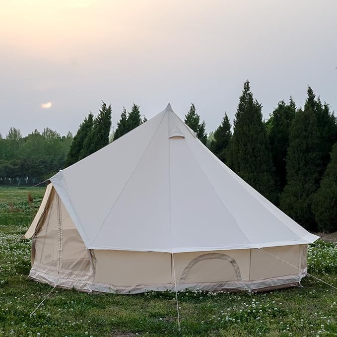 Oxford Bell Tent for Family Camping - Spacious 13.1ft /16.4ft Yurt with Stove Jack, Large Glamping Tents for 4-8 People, 4 Season Oxford Hot Tent Shelter