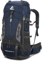 Bseash 60L Hiking Camping Backpack with Rain Cover, Waterproof Large Capacity Outdoor Sport Travel Daypack Climbing Touring (Navy Blue)