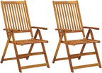Patio Reclining Chairs ,Bistro Chair,Patio Funiture,Lawn Chairs,Armchair,Beach Chair,Camp Chair,Coffee Chair,for Outdoor,Fire Pit,Deck,Lawn,Outside,Garden,2 pcs with Cushions Solid Acacia Wood
