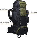 Teton 65L Explorer Internal Frame Backpack for Hiking, Camping, Backpacking, Rain Cover Included, Black