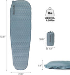 Naturehike Self-Inflating Sleeping Mat Lightweight Comfortable Asleep Pad 1.4" Sponge Filling Ergonomic for Hiking Picnicking Outdoor Activities & Family Camping Portable Foldable (Blue-Mummy)