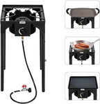 ROVSUN 100,000 BTU Portable Propane Burner, Single Gas Stove Cooker with Adjustable Height & 20psi Regulator for Outdoor Camp Cooking Home Brewing Turkey Frying Maple Syrup Boil