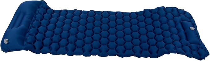 Camping Sleeping Pad Mat | 40D Nylon Fabric & TPU Laminate | Inflatable Cushion Mattress for Tent/Hiking/Travel | 2 - Way Valve, 700g Lightweight (Navy Blue)