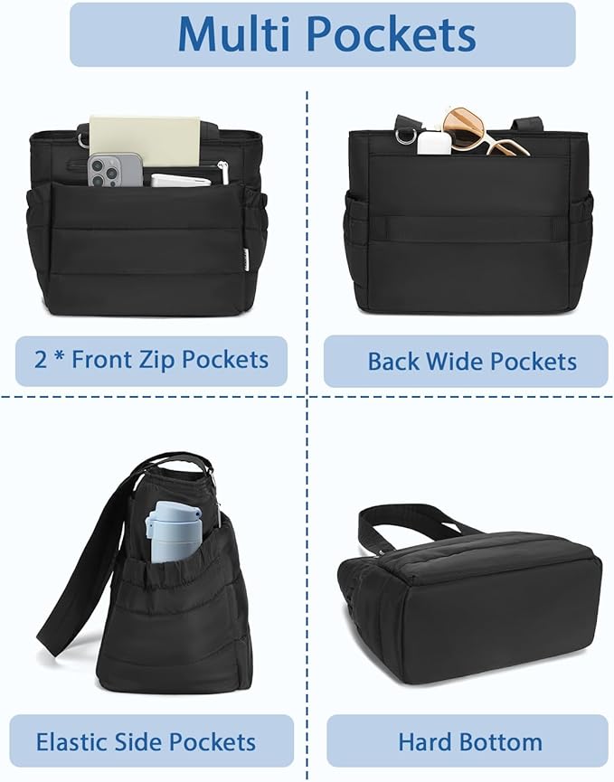 Lunch Box Tote Bag - Versatile Soft Insulated Lunchbox for Women - Lightweight Stylish Simple Lunch Pail Reusable Xlarge Cooler Bag for Adults Work Office Camping Picnic Travel Outdoor Trips Black 15L