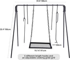 REDCAMP Swing Outdoor Campfire Grill Stand - Collapsible Campfire Cooking Rack with 6 Hooks & Iron Grill Grate, Portable Dutch Oven Hanger for Camping, Hiking, Cookware, Bonfire, Rectangle