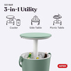 Keter Go Bar 4.2 Gallon Portable Beer and Wine Cooler with Handle and Pop Up Outdoor Table Perfect for Your Patio, Picnic, and Beach Accessories, Graphite