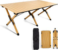 Folding Camping Table, Lightweight Roll-Up Table Aluminum Low Portable Picnic Table with Carrying Bag for Outdoor, Beach, Picnic, Backyards, BBQ and Party, 45.2''D x 23.6''W x 17.3''H